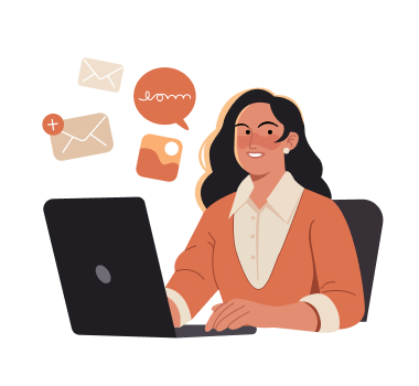 Business Woman Working on Laptop Illustration, flat style, for business-corporate, free illustration
