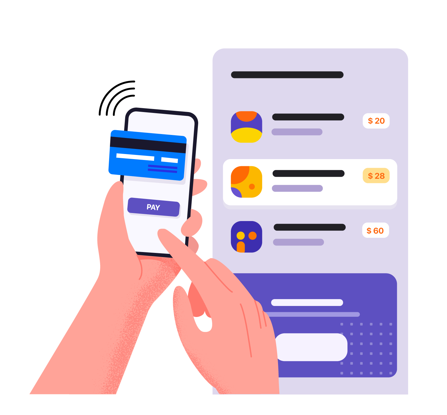 Digital Payment Illustration, minimal style, for fintech, free illustration