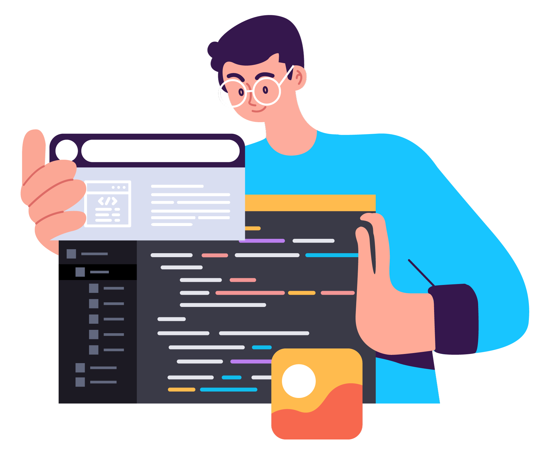 Web Developer Illustration SVG & PNG Download, minimal style, free illustration