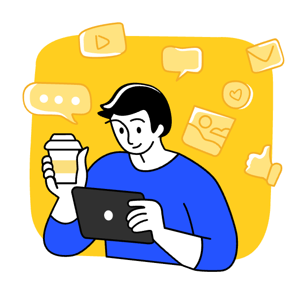Social Media Illustration SVG & PNG Download, flat style, free illustration