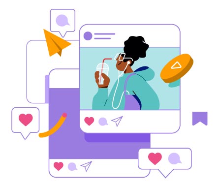 Social Media Marketing & Engagement Illustration, flat style, for marketing-advertising, free illustration