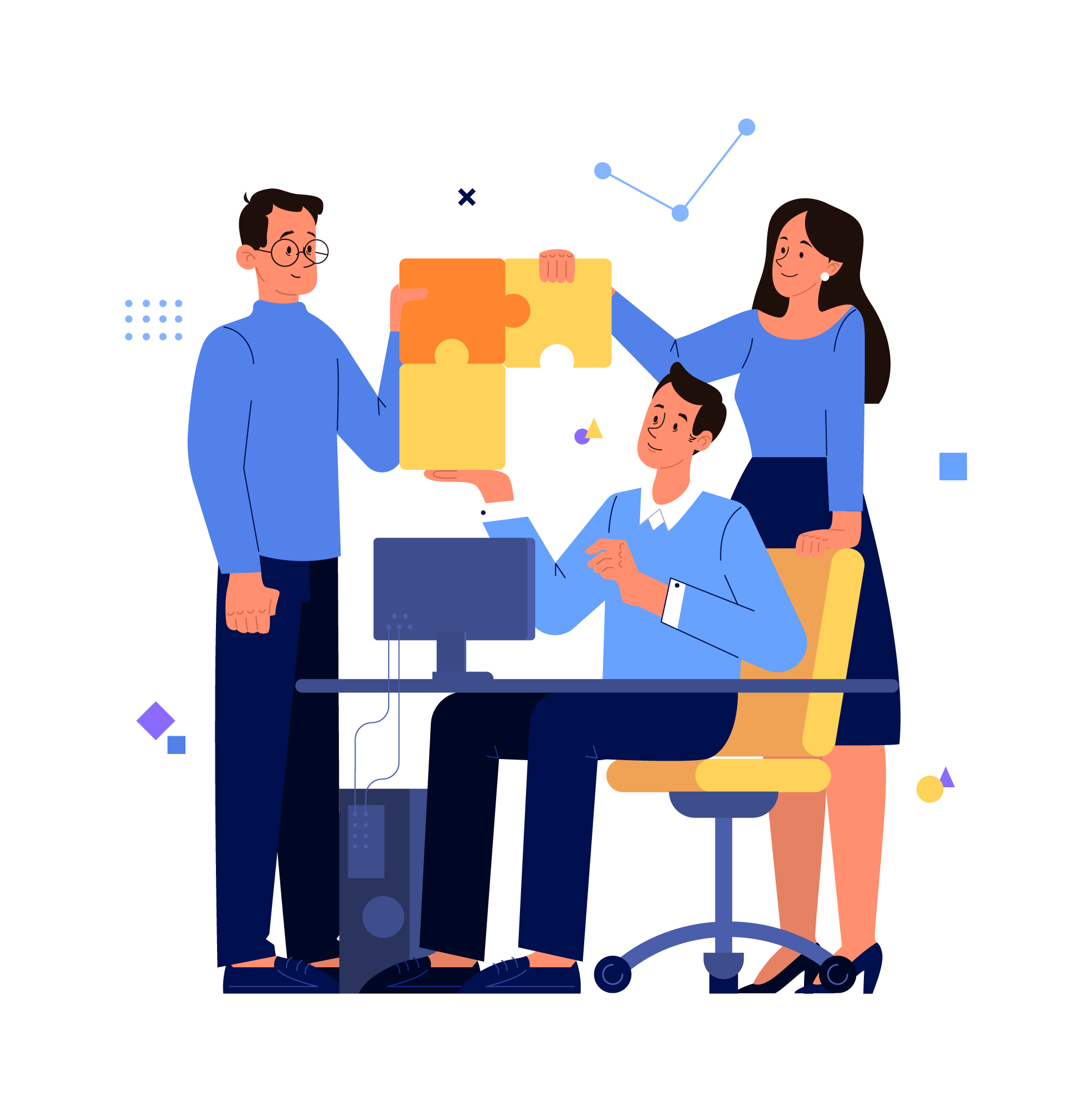 Team Collaboration Illustration, minimal style, free illustration