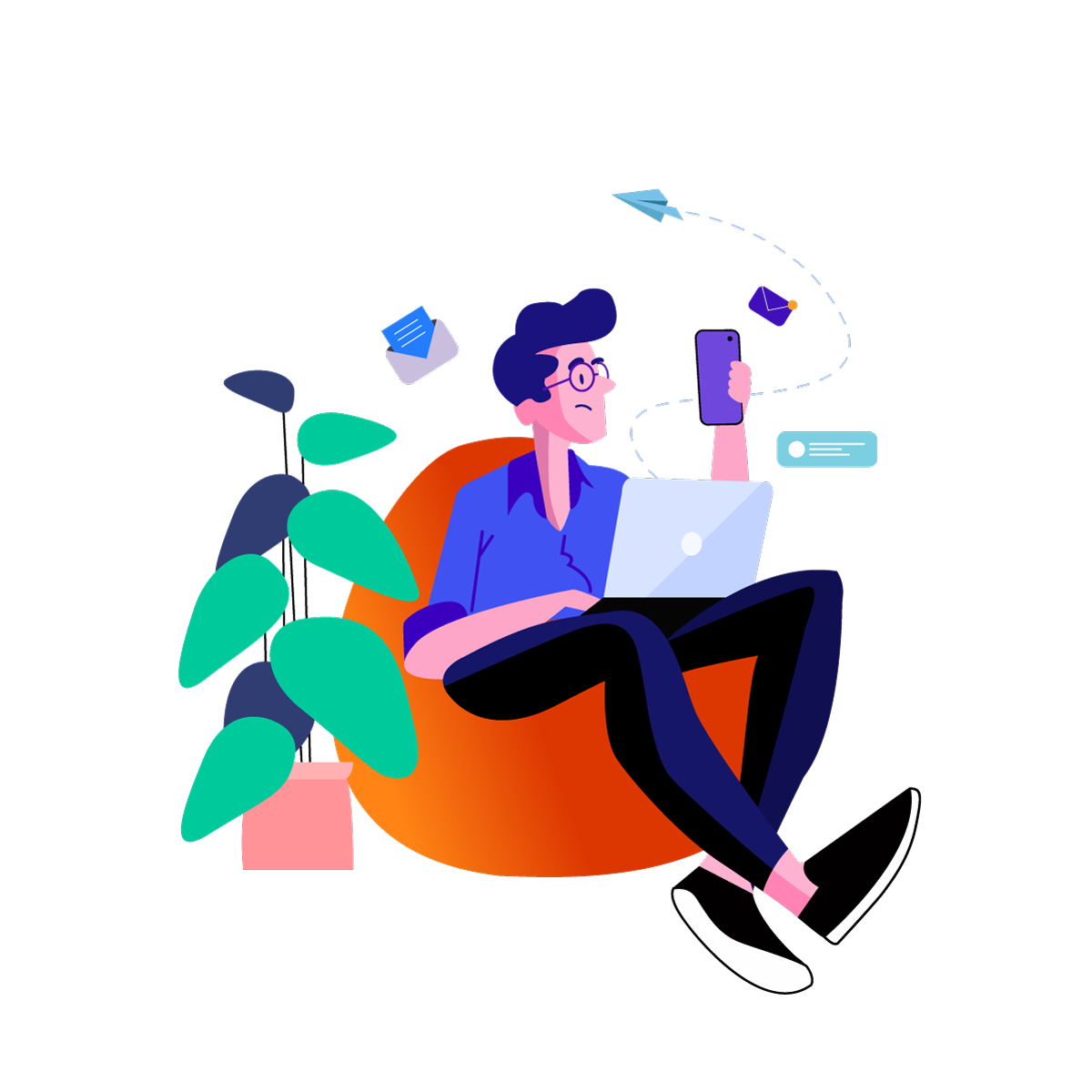 Work From Home Vector Illustrations, minimal style, free illustration